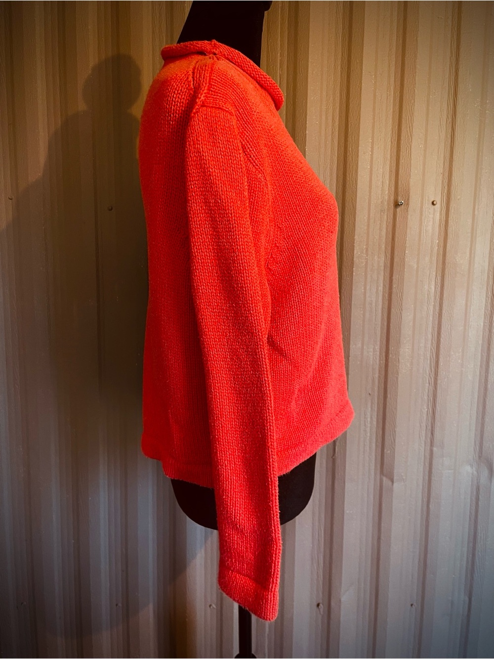 VTG J Crew Always Sweater Wmns Coral Crop Oarsman Roll Neck Fisherman Cotton M/L - Picture 4 of 13